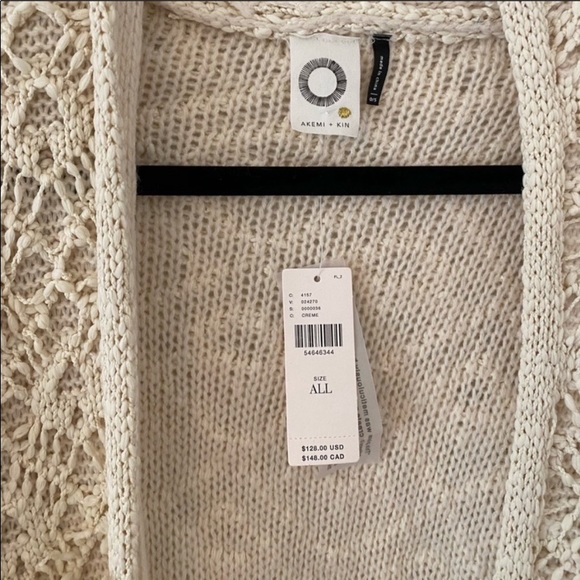 Anthropologie Akemi Kin Cream Ione Textured Tassel Oversized Cardigan Sweater OS - Picture 6 of 8